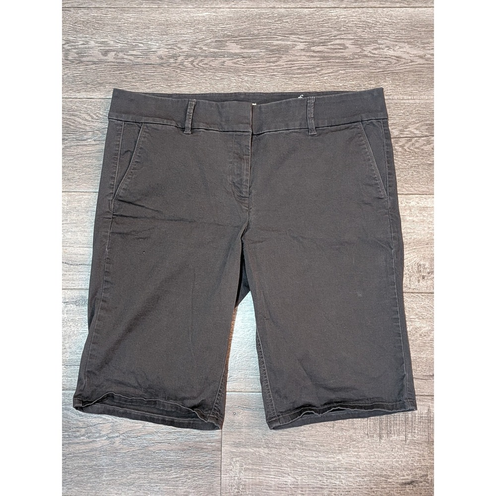 Loft Outlet Womens Size 14 Dark Gray Chino Bermuda Shorts Cotton Spandex 451532